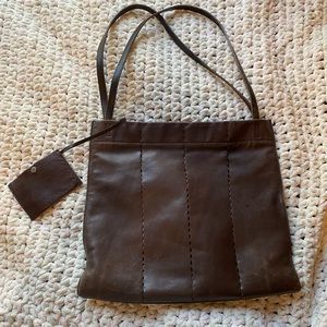 Brown leather J Crew Tote